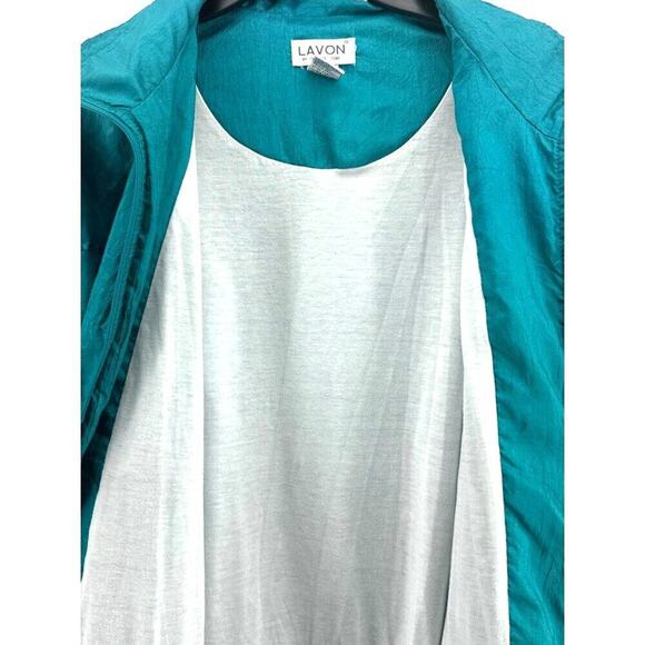 Vintage Lavon Silky Windbreaker Bomber Jacket Teal Quilted Size Medium - Picture 5 of 6